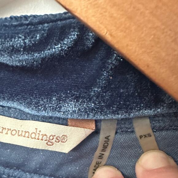 Soft Surroundings Velvet Tunic Top P XS Navy Blue Mock Neck Long Sleeve Stretch - Picture 6 of 7